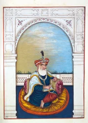Nawab Sarfaraz Khan (Multani), do Reino do Punjab, seus governantes e chefes, volume II, um volume de 30 estudos em aquarela de um artista indiano não identificado, c.1840 (wc no papel)