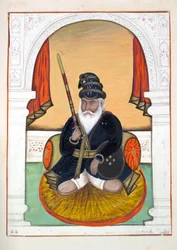 Nutta Singh Akali, do Reino do Punjab, seus governantes e chefes, volume II, um volume de 30 estudos em aquarela de um artista indiano não identificado, c.1840 (wc on paper)