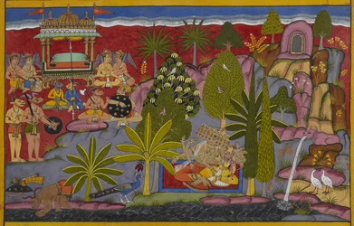 No Monte Kailasa, Rāvaṇa agride Rambha apesar dos seus apelos