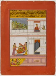 Patamanjari Ragini, página de uma série dispersa de Ragamala, início do século XVIII (wc opaca e ouro sobre papel)