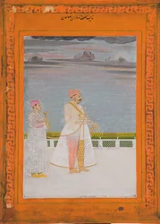 Retrato de Mirza Husain Raza Khan, c.1780 (wc opaca e ouro sobre papel)