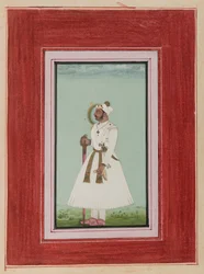 Retrato de Rao Vir Singh, c.1780-1790 (wc opaco e ouro sobre papel)