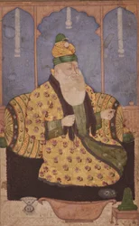 Retrato de um xeque sufi, c.1670 (wc opaca e ouro sobre papel)