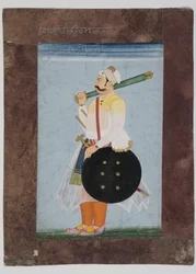 Retrato do chefe Rathor Ridmal, 1820 (guache montado em papel indiano com borda de papel marrom composto)