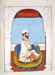 Pundit Jhila, do Reino do Punjab, seus governantes e chefes, volume II, um volume de 30 estudos em aquarela de um artista indiano não identificado, c.1840 (wc no papel)