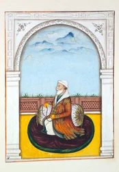 Rajah Dina Nath-Bahadur, do Reino do Punjab, seus Governantes e Chefes, volume I, um volume de 27 estudos em aquarela de um artista indiano não identificado, c.1840 (wc on paper)
