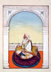 Rajah Iej Singh, de O Reino do Punjab, seus Governantes e Chefes, volume I, um volume de 27 estudos em aquarela de um artista indiano não identificado, c.1840 (wc on paper)