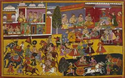 Rāma abraça Bharata, e os seus súbditos pedem para o acompanhar