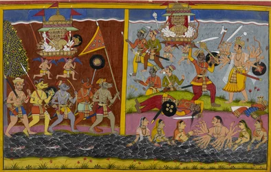 Rāvaṇa avança para combater Arjuna, que derrota o seu general Prahasta