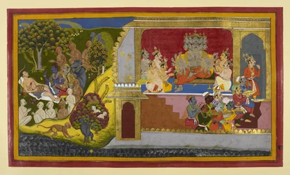 Rāvaṇa ordena que Kumbhakarṇa seja despertado; Rāma e os líderes cuidam de Lakṣmaṇa