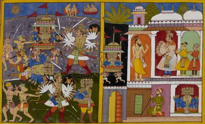 Rāvaṇa é derrotado e capturado por Arjuna, sendo depois libertado a pedido de Poulastya
