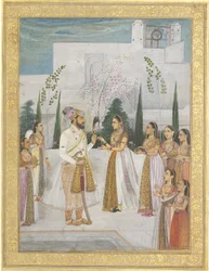 Shah Jahan oferece jóias a uma princesa