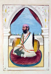 Sirdar Hukm Singh (Malwai), do Reino do Punjab, seus Governantes e Chefes, volume II, um volume de 30 estudos em aquarela de um artista indiano não identificado, c.1840 (wc on paper)