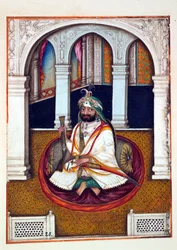Sirdar Lehna Singh, do Reino do Punjab, seus Governantes e Chefes, volume I, um volume de 27 estudos em aquarela de um artista indiano não identificado, c.1840 (wc on paper)