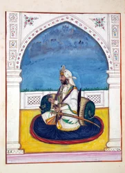 Sirdar Shamshir Singh, do Reino do Punjab, seus Governantes e Chefes, volume I, um volume de 27 estudos de aquarela de um artista indiano não identificado, c.1840 (wc on paper)