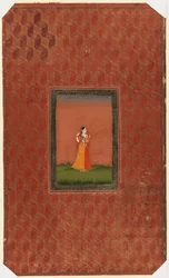 Mulher em pé, 1875-1900 (wc opaca e ouro em papel)