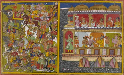 Os filhos de Sukeśa marcham de Laṅkā para combater Viṣṇu e os deuses