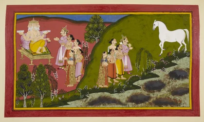 A escavação fere muitas serpentes e rakshasas, fazendo com que os Devas, Gandharvas e Nagas procurem a ajuda de Brahma