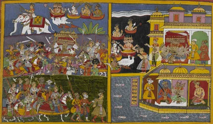 Os deuses testemunham a captura de Indra por Ravani e, mais tarde, pedem a Ravana que o liberte