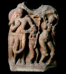 A rica cortesã Vasantasena (escultura, Império Kushan)
