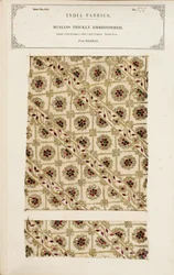 Amostra de musselina grossa e bordada de Madras, da Coleção de Fabricantes Têxteis da Índia, de John Forbes Watson, publicada em 1866