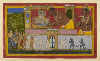 Vibhīṣaṇa conta a maldição de Kumbhakarṇa; Lakṣmaṇa recupera e levanta-se
