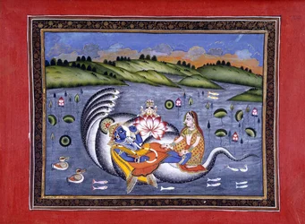 Vishnu e Lakshmi, ilustração de 