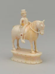 Cavaleiro branco, peça de xadrez, Índia, 1820 por volta de