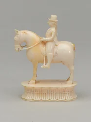 Cavaleiro branco, peça de xadrez, Índia, 1820 cerca