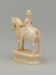 Cavaleiro branco, peça de xadrez, Índia, 1820 cerca