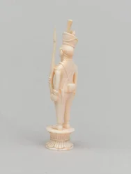 Peão branco, peça de xadrez, Índia, 1820 cerca