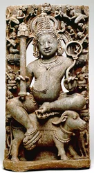 Yama, de Bhubaneswar, Odisha, 1100 dC (xisto)