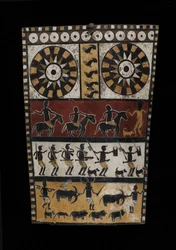 Escudo (balulang), final do século 19 (couro de búfalo, pigmento e madeira)