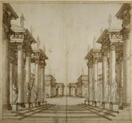 Um átrio romano (caneta e tinta sobre papel)