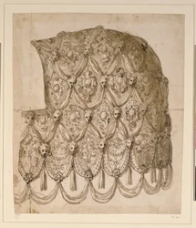 Um caparison de cavalo (caneta e tinta sobre papel)