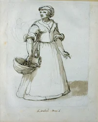 Uma empregada de cozinha (caneta e tinta sobre papel)