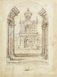 Um palácio (caneta e tinta sobre papel)