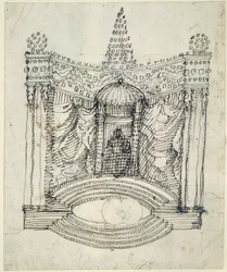 Um trono (caneta e tinta sobre papel)