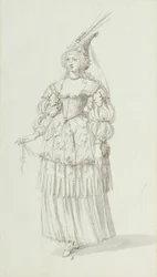 Chloris: esboço alternativo para Henrietta Maria, c.1631 (caneta e tinta sobre papel)