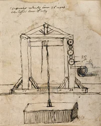 Diagrama para uma polia de elevação em alvenaria (caneta e tinta sobre papel)