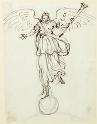 Fama, esboço preliminar, c.1631 (caneta e tinta sobre papel)