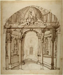 Interior do palácio, c.1611 (caneta e tinta sobre papel)