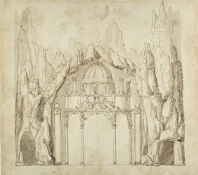 Palace in a cavern, c.1611 (caneta e tinta sobre papel)