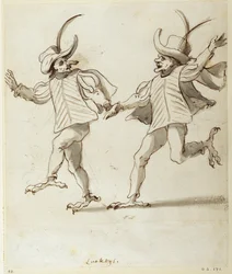 Dois Lackeys (caneta e tinta sobre papel)