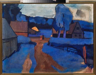 Paisagem azul - Pintura de Iosiph (Iosif) Solomonovich Shkolnik (1883-1926), óleo sobre tela, cerca de 1910 - arte russa, século XX, vanguarda - coleção particular