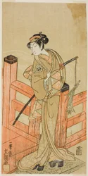 O Ator Nakamura Matsue I como Tsuchiya Umegawa Disfarçado de Lutadora de Sumô Oyodo (?) na Peça Naniwa no Onna-zumo (?), Apresentada no Teatro Nakamura (?) no Sexto Mês, 1770 (?)