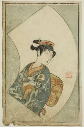 O ator Onoe Matsuuke I, página de "Um livro ilustrado de fãs de palco (Ehon butai ogi)"