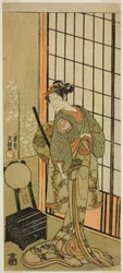 O Ator Segawa Kikunojo II como Princesa Hitomaru (Hitormaru Hime) (?) na Peça Soga Moyo Aigo no Wakamatsu (?), Apresentada no Teatro Nakamura (?) no Primeiro Mês, 1769 (?)