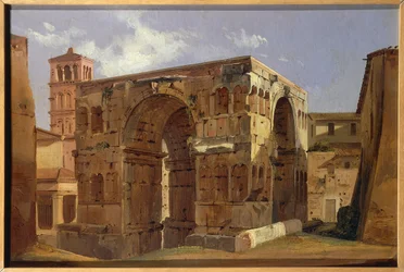 Itália, Roma, Arco de Janus aos pés da Via Velabro por Ippolito Caffi