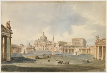 Vista da Praça de São Pedro e Basílica em Roma, c. 1846
